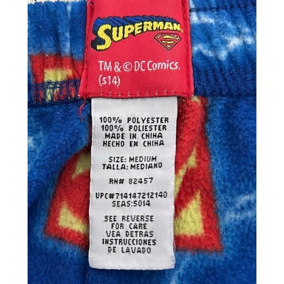 Superman Men's M Fleece Pajama Comfy Pants DC Comics All Over Print Logo - Picture 5 of 6